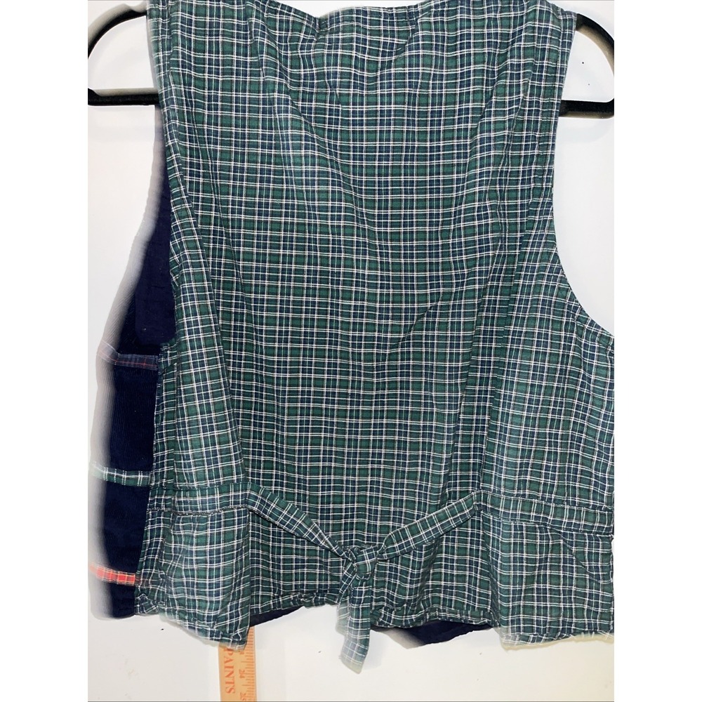 VTG Teacher's Vest Womans Large Navy Blue Plaid Corduroy School Kidcore 80s 90 - Picture 5 of 7